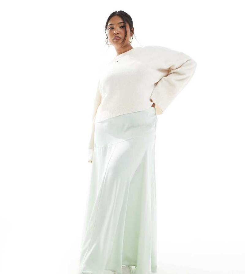ASOS DESIGN Curve - Voluminöser Maxirock in Salbeigrün von ASOS Curve