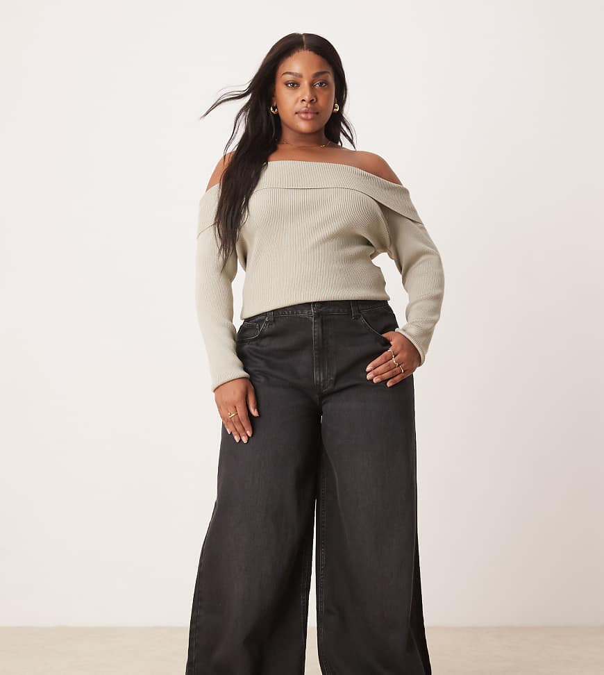 ASOS DESIGN Curve - Weiche Jeans in verwaschenem Schwarz mit weitem Schnitt ASOS DESIGN Curve - Weiche Jeans in verwaschenem Schwarz mit weitem Schnitt von ASOS Curve