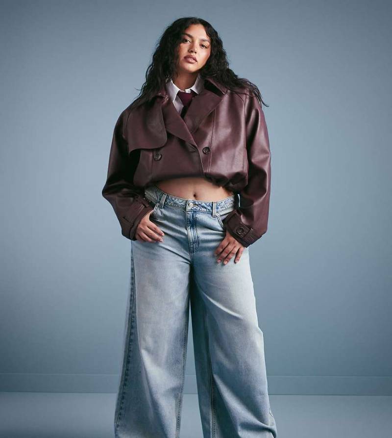 ASOS DESIGN Curve - Weit geschnittene Jeans in Vintage-Waschung mit hohem Bund-Blau von ASOS Curve