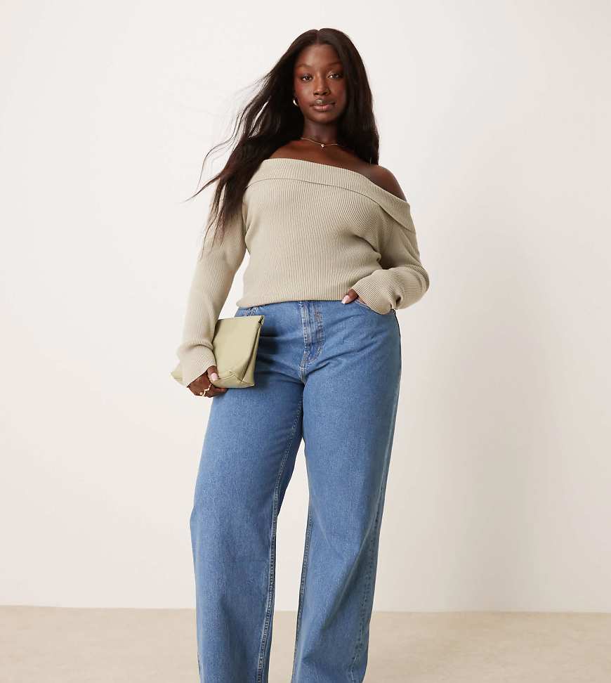 ASOS DESIGN Curve - Weite Dad-Jeans in reinem Blau ASOS DESIGN Curve - Weite Dad-Jeans in reinem Blau von ASOS Curve