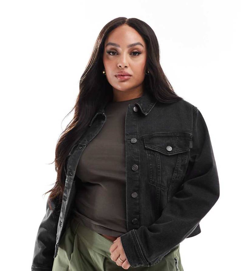 ASOS DESIGN Curve - Westernjacke aus Denim in schwarzer Waschung von ASOS Curve