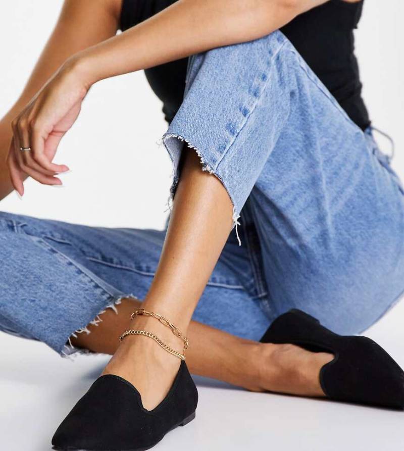 ASOS DESIGN - Lakeside - Ballerinas in Schwarz, weite Passform von ASOS DESIGN Wide Fit