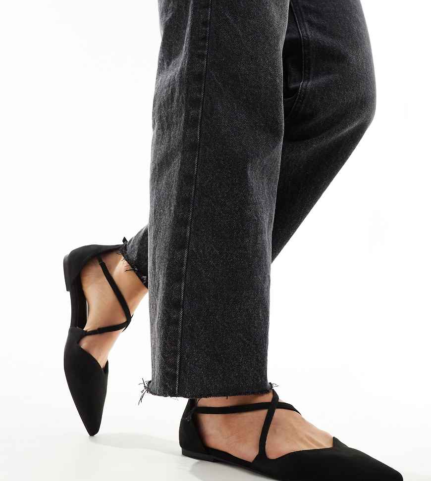 ASOS DESIGN Wide Fit - Larna - Spitze Ballerinas in Schwarz von ASOS DESIGN Wide Fit