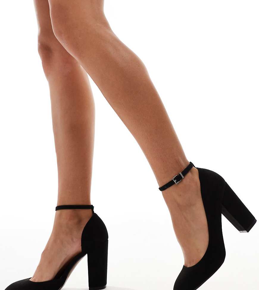 ASOS DESIGN Wide Fit - Pebble - Schuhe in Schwarz mit hohem Blockabsatz von ASOS DESIGN Wide Fit