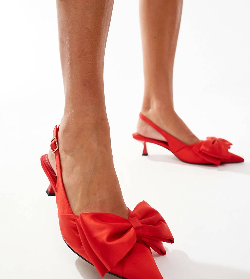 ASOS DESIGN Wide Fit - Secret - Schuhe in Rot mit Fersenriemen, Schleife und Kitten-Absatz, weite Passform ASOS DESIGN Wide Fit - Secret - Schuhe in Rot mit Fersenriemen, Schleife und Kitten-Absatz, weite Passform von ASOS DESIGN Wide Fit
