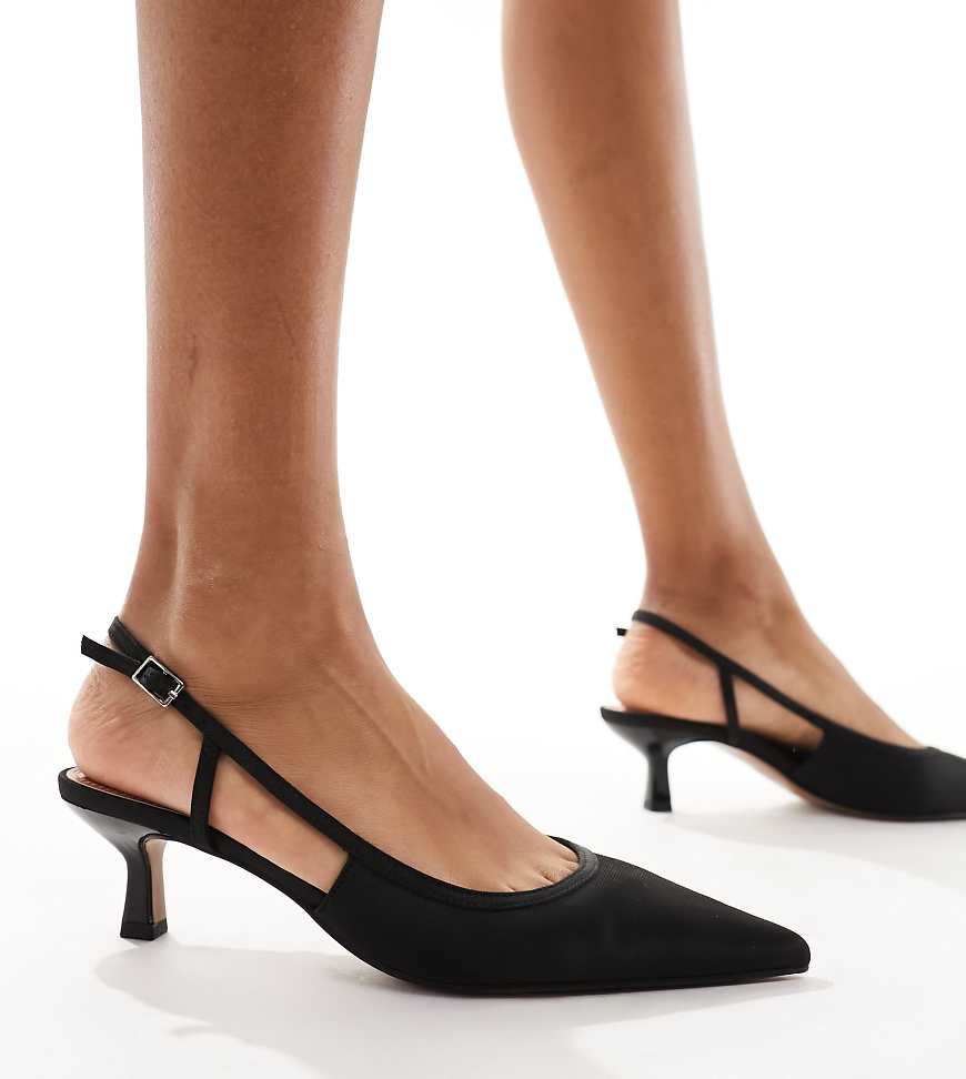 ASOS DESIGN Wide Fit - Strut - Schuhe in Schwarz mit Fersenriemen und Kitten-Absatz, weite Passform ASOS DESIGN Wide Fit - Strut - Schuhe in Schwarz mit Fersenriemen und Kitten-Absatz, weite Passform von ASOS DESIGN Wide Fit