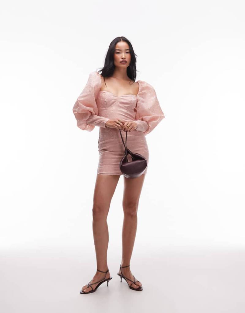 ASOS ARCHIVE - Minikleid in Altrosa mit Puffärmeln und Bündchen von ASOS DESIGN