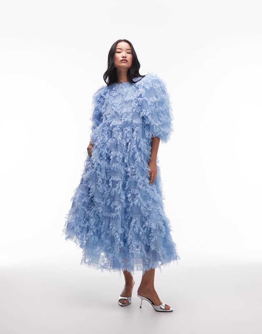 ASOS ARCHIVE - Wadenlanges Oversized-Kleid aus strukturiertem Netzstoff in Blau ASOS ARCHIVE - Wadenlanges Oversized-Kleid aus strukturiertem Netzstoff in Blau von ASOS DESIGN