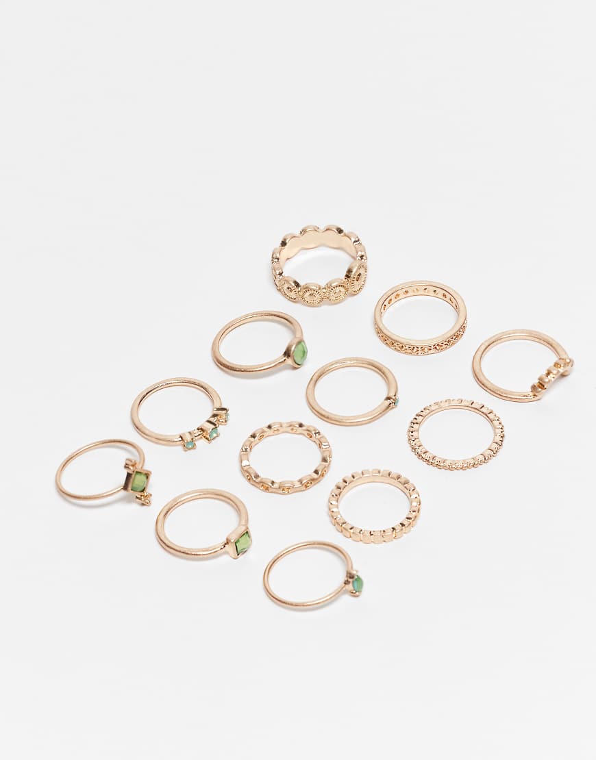 ASOS DESIGN - 12er-Set goldfarbene Ringe von ASOS DESIGN