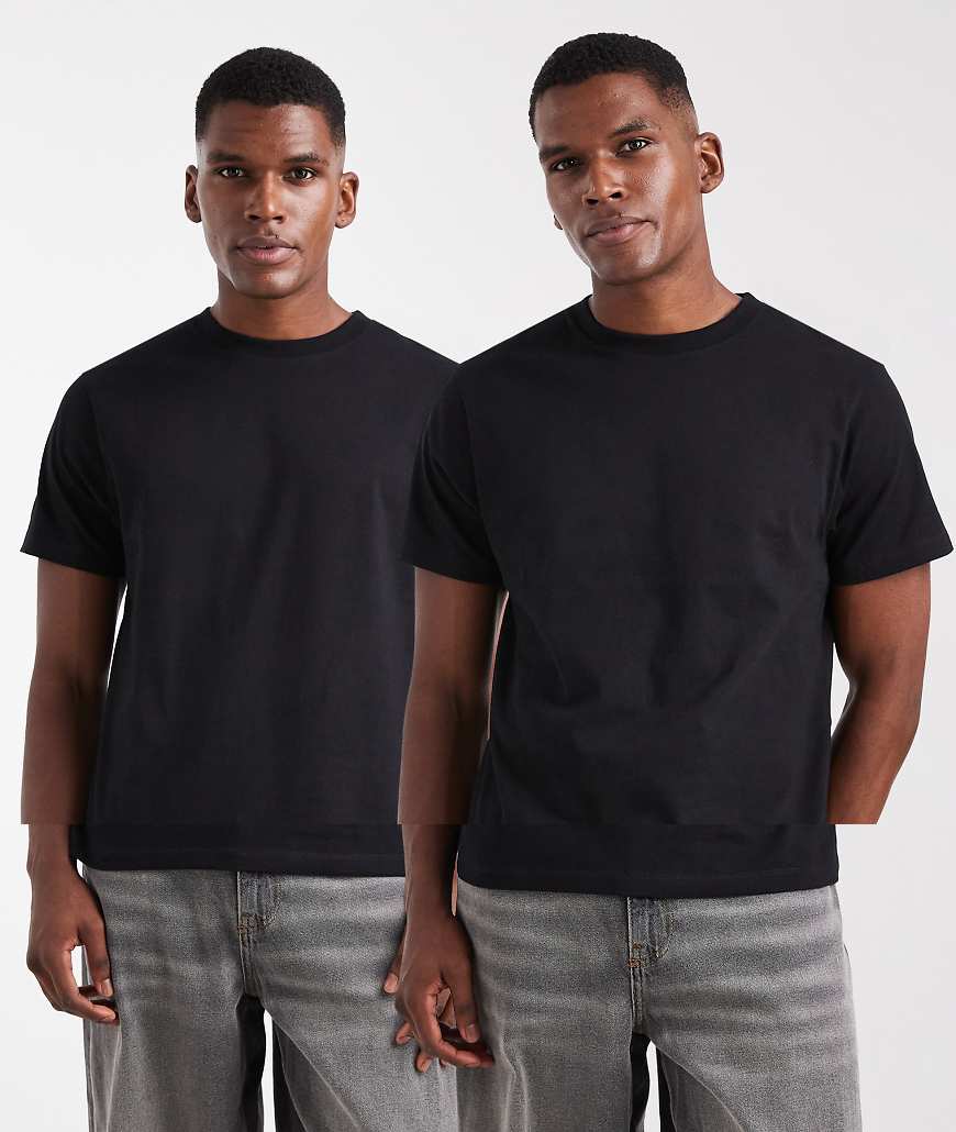 ASOS DESIGN - 2er-Pack Basic-T-Shirts in Schwarz mit Rundhalsausschnitt von ASOS DESIGN