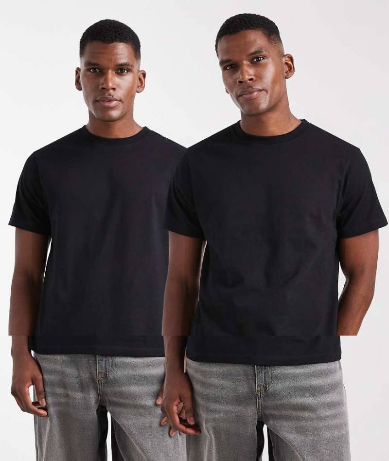 ASOS DESIGN - 2er-Pack Basic-T-Shirts in Schwarz mit Rundhalsausschnitt von ASOS DESIGN