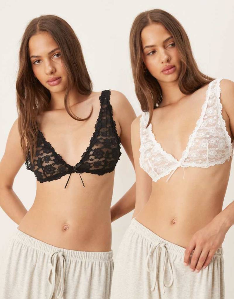ASOS DESIGN - 2er-Pack Bustiers aus Spitze in Schwarz und Weiß-Bunt von ASOS DESIGN