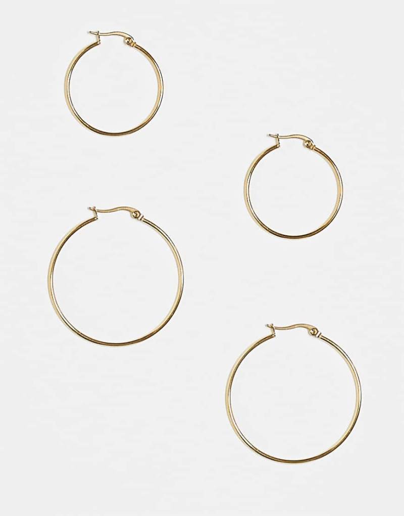 ASOS DESIGN - 2er-Pack Creolen aus wasserfestem Edelstahl in Gold-Optik-Goldfarben von ASOS DESIGN