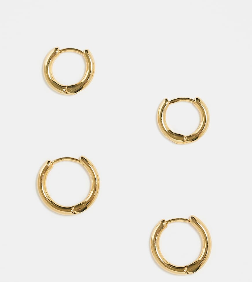 ASOS DESIGN - 2er-Pack Creolen in unterschiedlichen Größen mit 14-karätiger Vergoldung-Goldfarben von ASOS DESIGN
