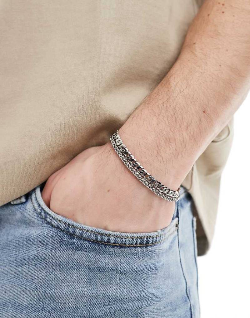 ASOS DESIGN - 2er-Pack Gemischte Armketten in Silber-Optik von ASOS DESIGN