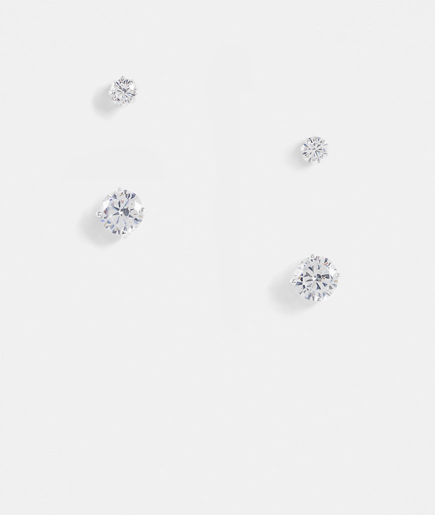 ASOS DESIGN - 2er-Pack Ohrstecker mit Kristall in Silber ASOS DESIGN - 2er-Pack Ohrstecker mit Kristall in Silber von ASOS DESIGN