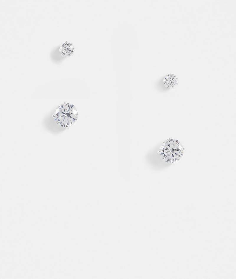 ASOS DESIGN - 2er-Pack Ohrstecker mit Kristall in Silber von ASOS DESIGN
