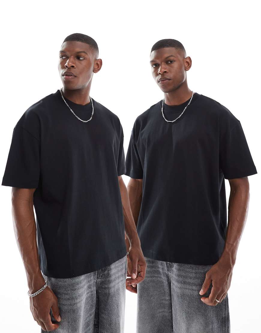 ASOS DESIGN - 2er-Pack Oversize-T-Shirts aus schwerem Stoff in Schwarz ASOS DESIGN - 2er-Pack Oversize-T-Shirts aus schwerem Stoff in Schwarz von ASOS DESIGN