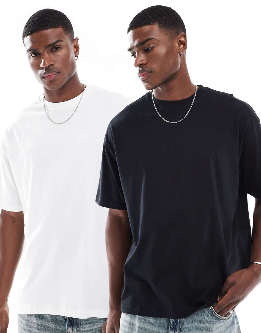 ASOS DESIGN - Essential - 2er-Pack Oversize-T-Shirts in Schwarz und Weiß-Bunt ASOS DESIGN - Essential - 2er-Pack Oversize-T-Shirts in Schwarz und Weiß-Bunt von ASOS DESIGN