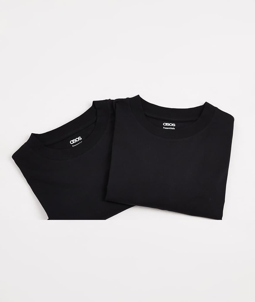 ASOS DESIGN - 2er-Pack Relaxed Fit Basic-T-Shirts in Schwarz mit Rundhalsausschnitt von ASOS DESIGN