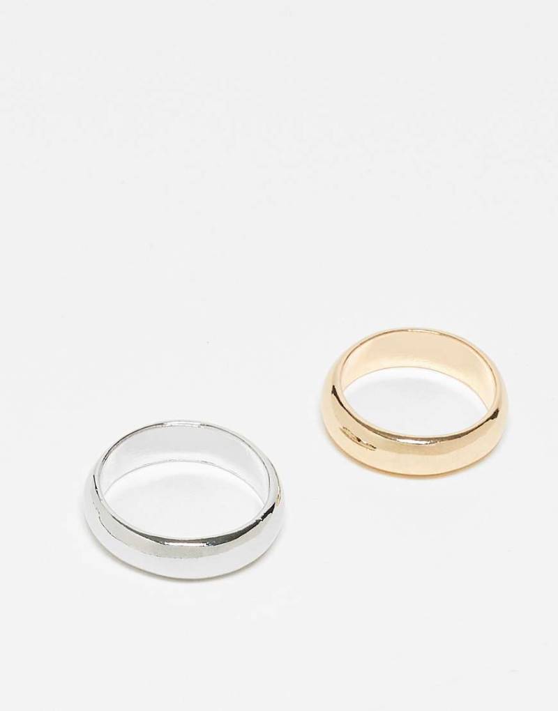 ASOS DESIGN - 2er-Pack Ringe aus verschiedenen Metallen-Silber von ASOS DESIGN