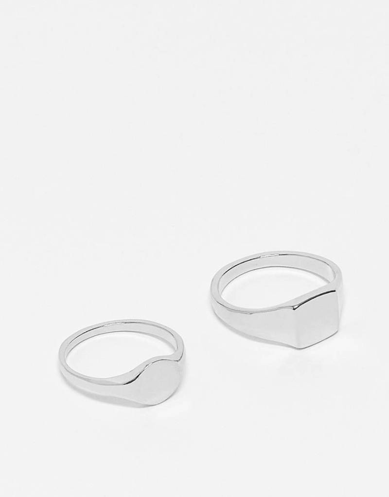ASOS DESIGN - 2er-Pack Siegelringe in Silberoptik von ASOS DESIGN