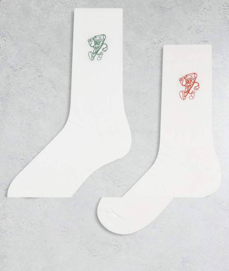 ASOS DESIGN - 2er-Pack Socken in mit Pizza-Motiv verschiedenen Farben-Bunt von ASOS DESIGN