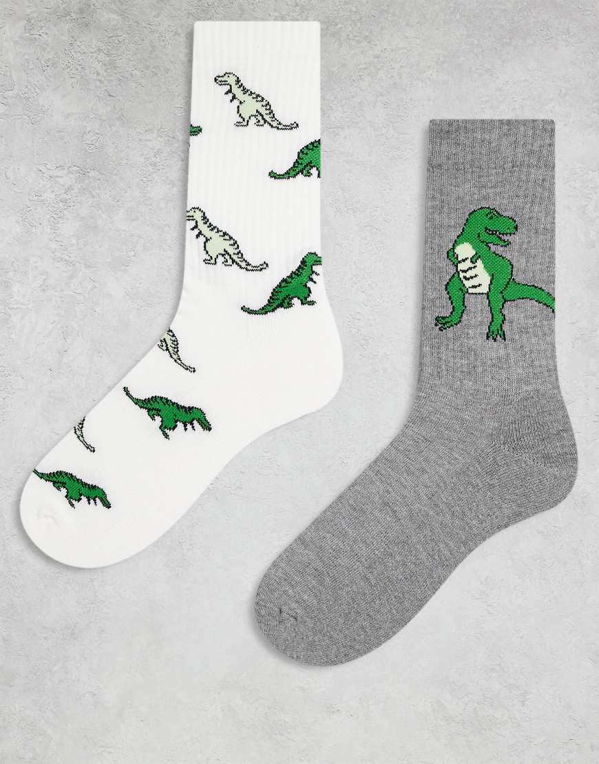 ASOS DESIGN - 2er-Pack Socken in verschiedenen Farben mit Dinosaurier-Motiven-Bunt ASOS DESIGN - 2er-Pack Socken in verschiedenen Farben mit Dinosaurier-Motiven-Bunt von ASOS DESIGN