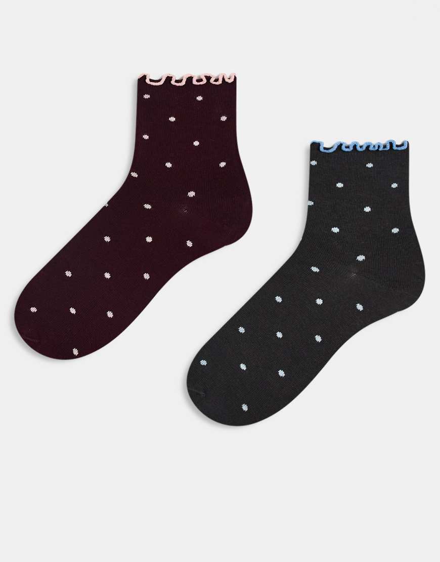 ASOS DESIGN - 2er-Pack Socken in verschiedenen Farben mit kleinem Punktemuster-Bunt von ASOS DESIGN