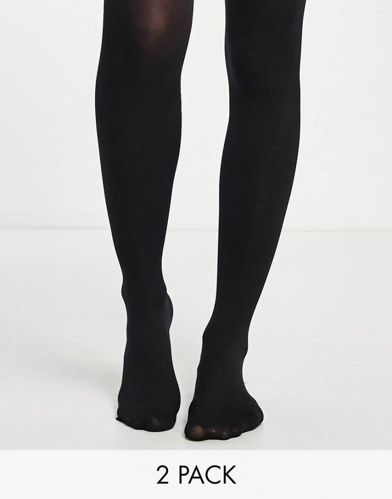 ASOS DESIGN - 2er-Pack Strumpfhosen in Schwarz, 120 Denier von ASOS DESIGN