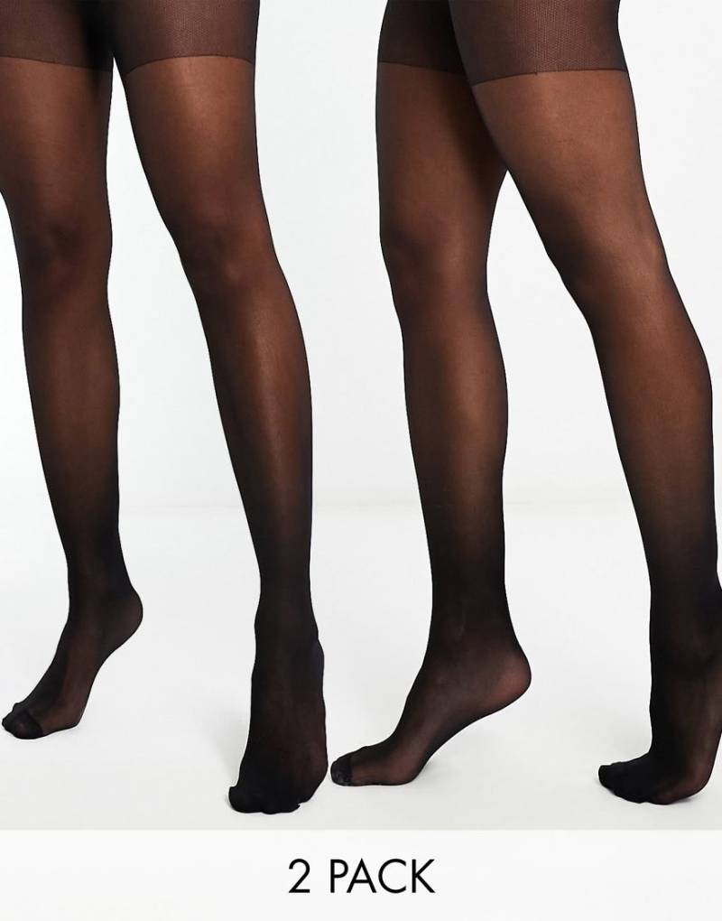 ASOS DESIGN - 2er-Pack Strumpfhosen in Schwarz, 15 Denier von ASOS DESIGN