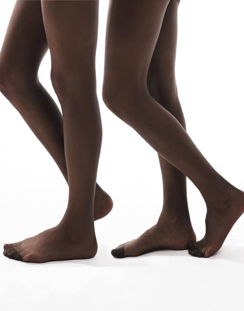 ASOS DESIGN - 2er-Pack Strumpfhosen in Umbra, 15 den-Neutral von ASOS DESIGN