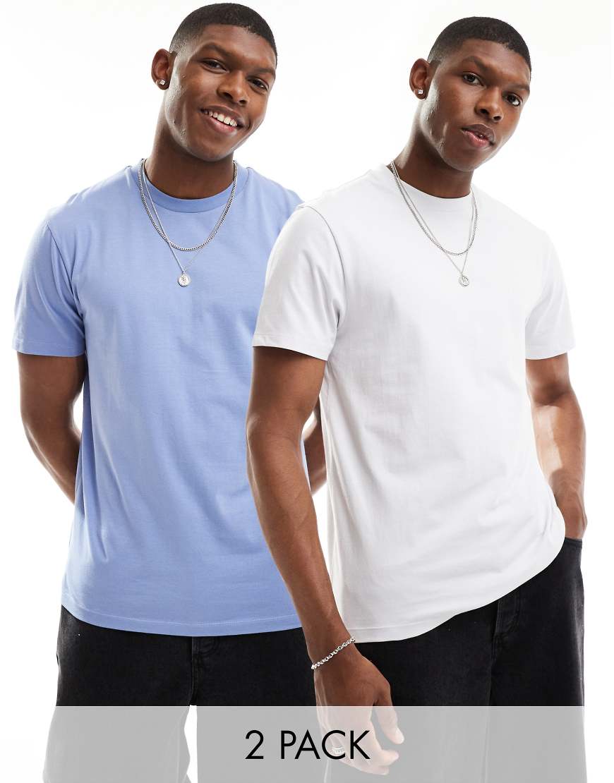ASOS DESIGN - Essential - 2er-Pack T-Shirts in Mittelblau und Grau mit Rundhalsausschnitt-Bunt ASOS DESIGN - Essential - 2er-Pack T-Shirts in Mittelblau und Grau mit Rundhalsausschnitt-Bunt von ASOS DESIGN