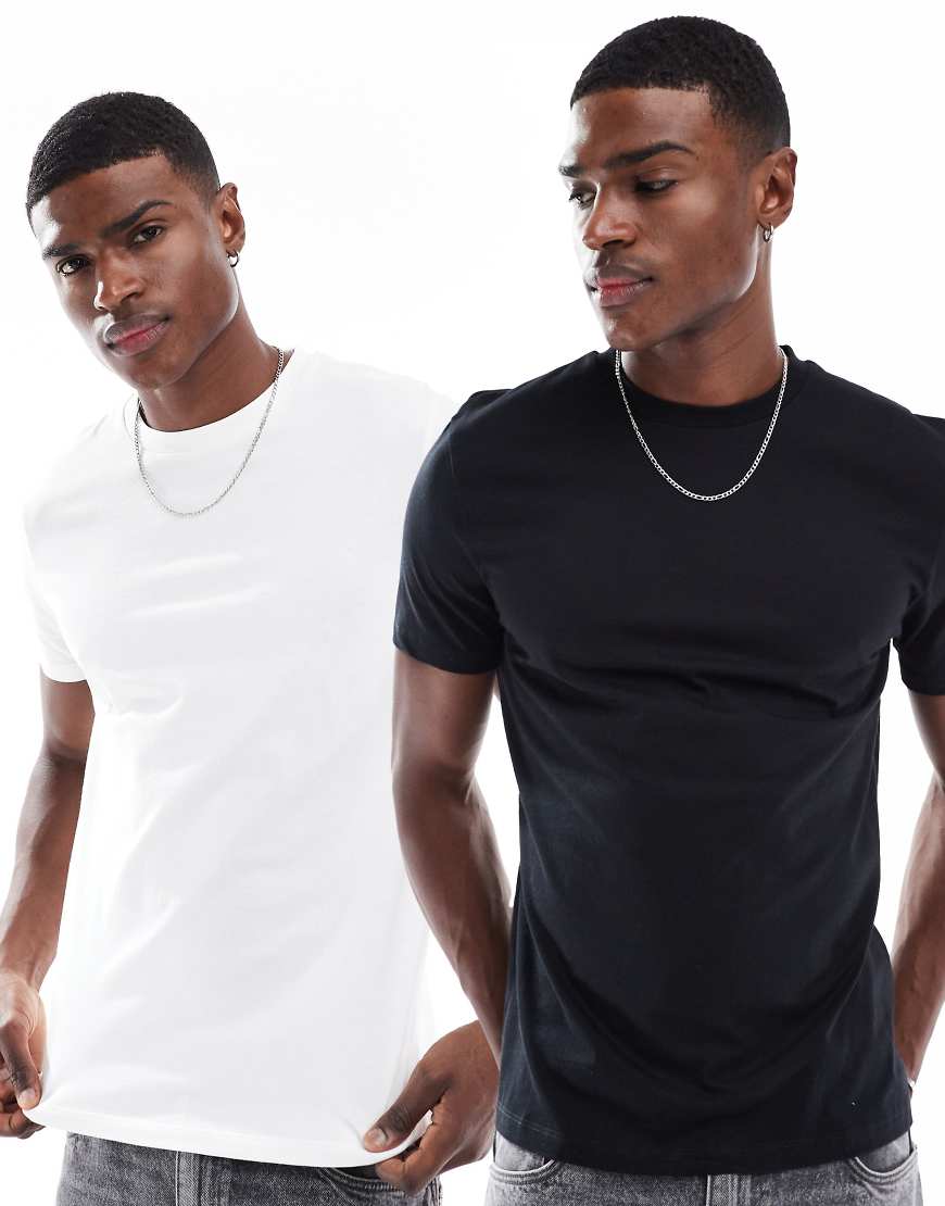 ASOS DESIGN - Essential - 2er-Pack T-Shirts in Schwarz und Weiß mit Rundhalsausschnitt-Bunt ASOS DESIGN - Essential - 2er-Pack T-Shirts in Schwarz und Weiß mit Rundhalsausschnitt-Bunt von ASOS DESIGN