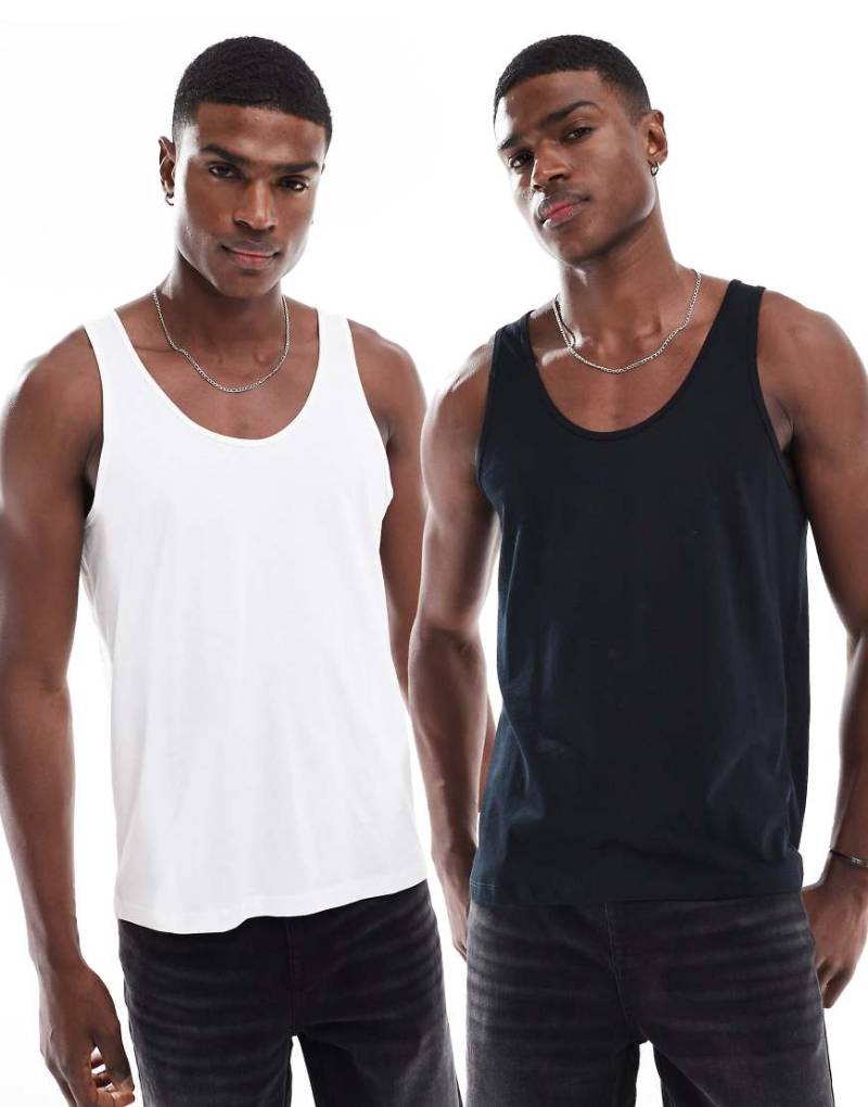 ASOS DESIGN - 2er-Pack Trägertops in Schwarz und Weiß-Bunt von ASOS DESIGN