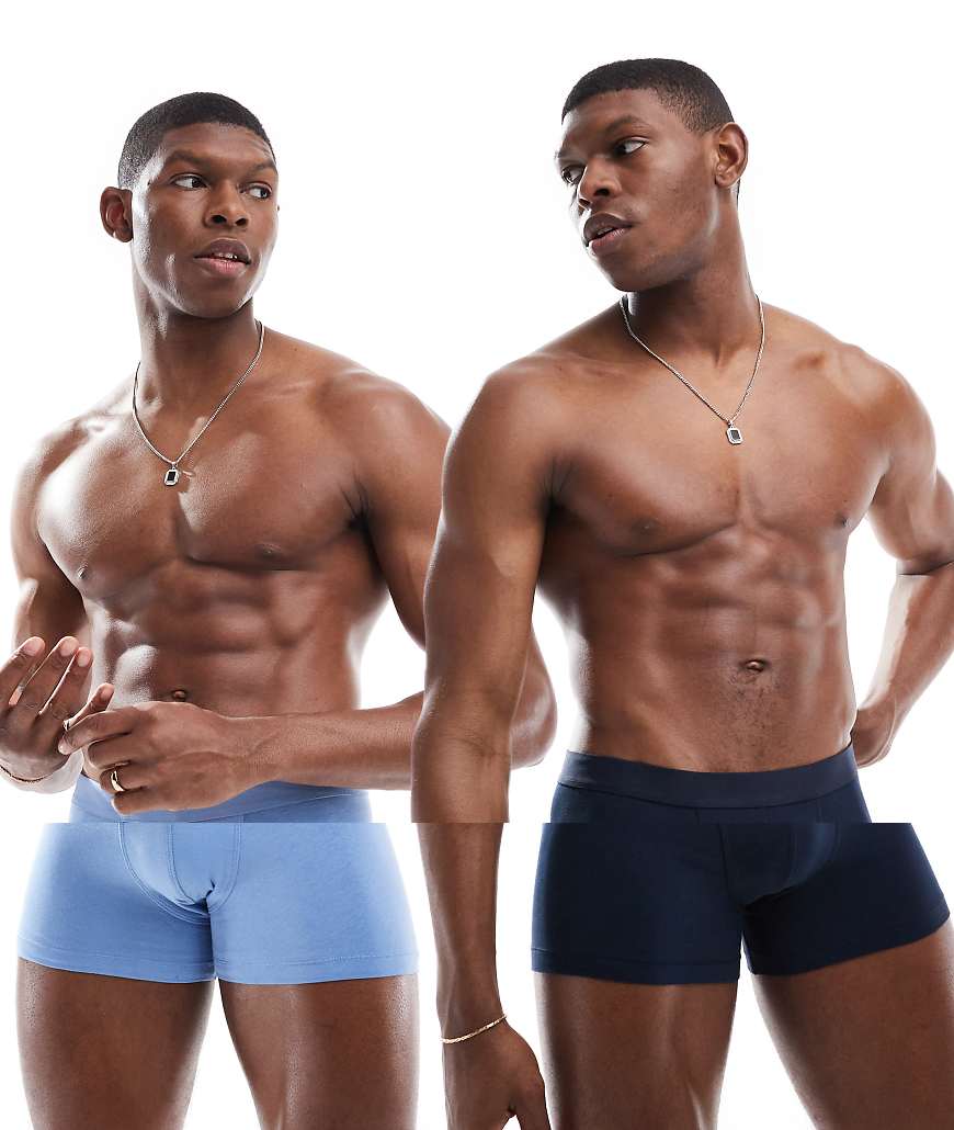 ASOS DESIGN - 2er-Pack Unterhose in Blau und Marineblau-Bunt von ASOS DESIGN