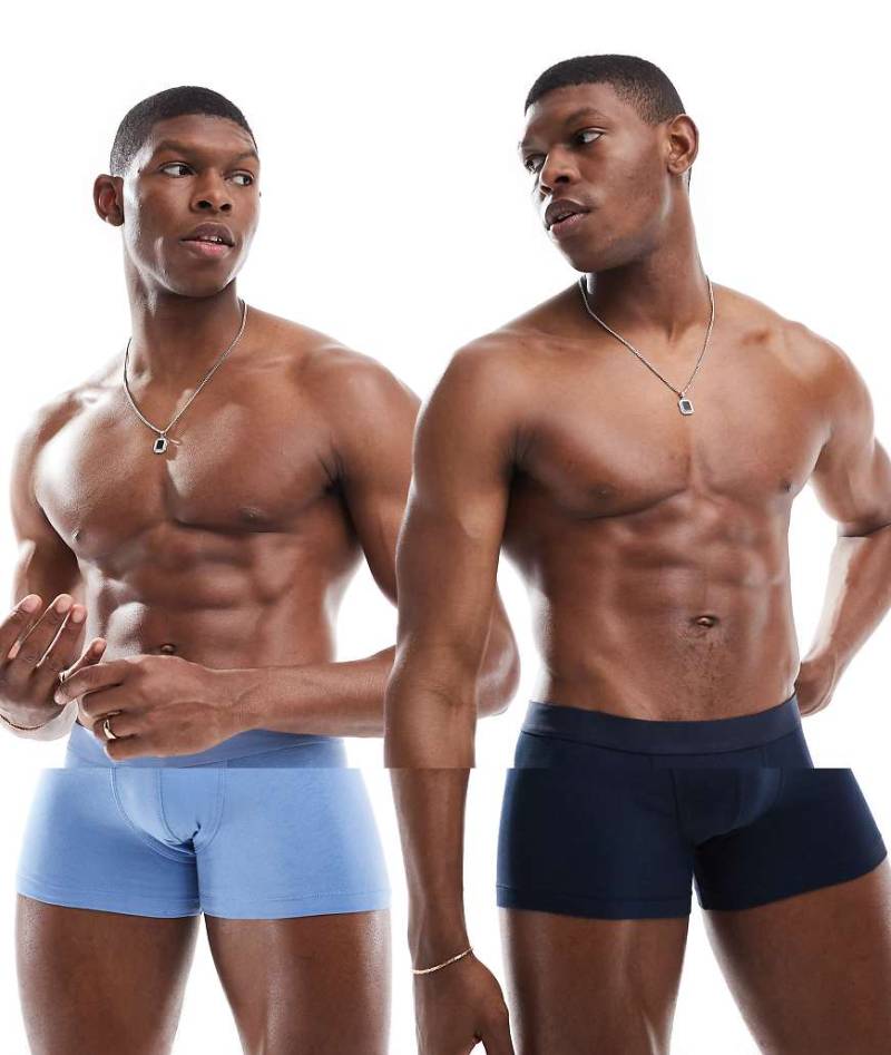 ASOS DESIGN - 2er-Pack Unterhose in Blau und Marineblau-Bunt von ASOS DESIGN