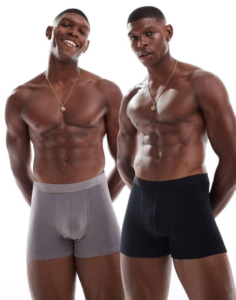 ASOS DESIGN - 2er-Pack Unterhosen in Schwarz und Anthrazit-Bunt von ASOS DESIGN