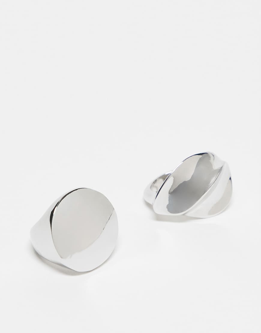 ASOS DESIGN - 2er-Pack breite Ringe in Silber-Optik ASOS DESIGN - 2er-Pack breite Ringe in Silber-Optik von ASOS DESIGN