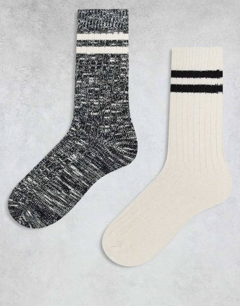 ASOS DESIGN - 2er-Pack gestreifte Socken in Schwarz und Weiß-Bunt von ASOS DESIGN