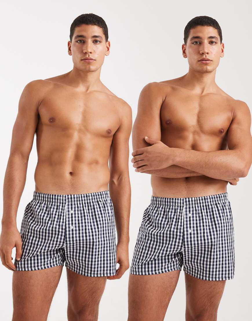 ASOS DESIGN - 2er-Pack gewebte Boxershorts in Schwarz kariert von ASOS DESIGN