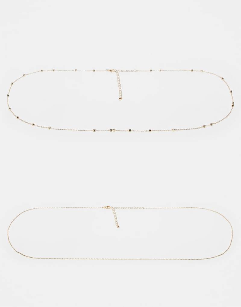 ASOS DESIGN - 2er-Pack goldfarbene Bauchketten mit Kugeldesign und filigranem Design von ASOS DESIGN