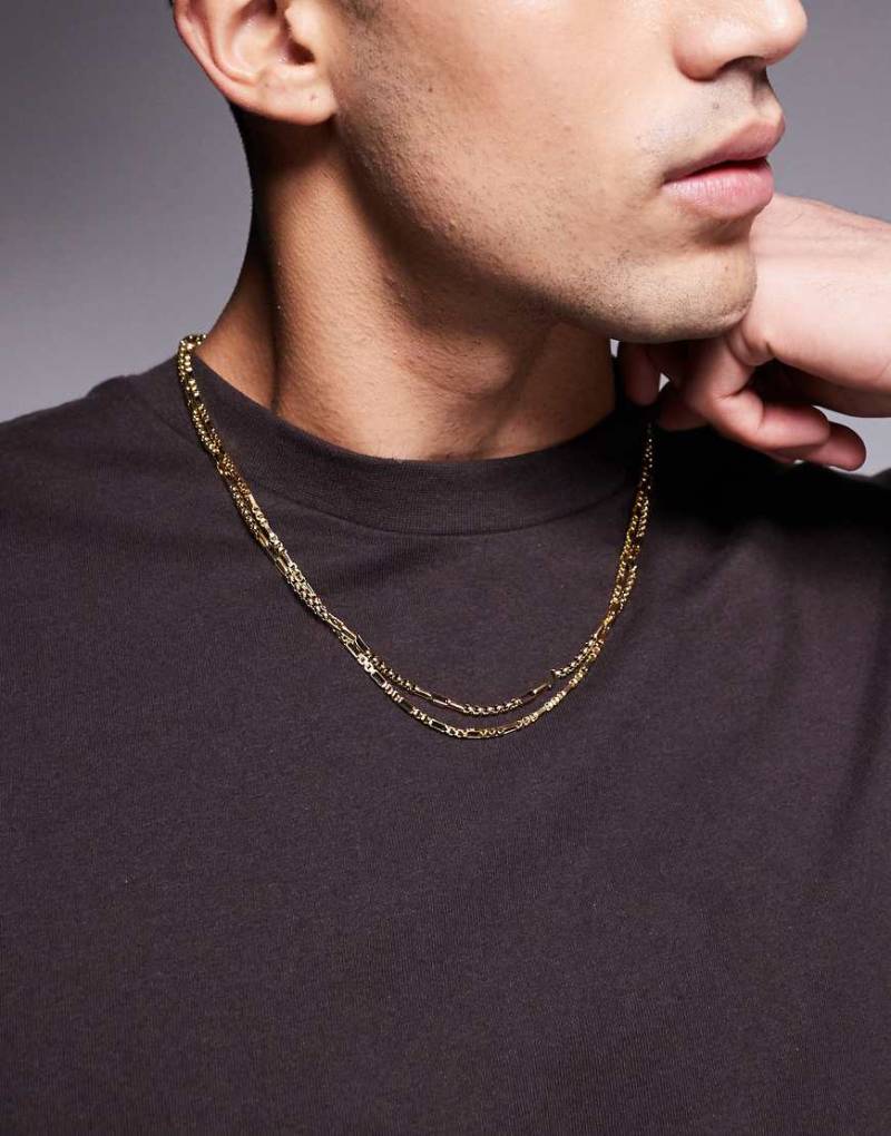 ASOS DESIGN - 2er-Pack goldfarbene Halsketten aus wasserfestem Edelstahl von ASOS DESIGN