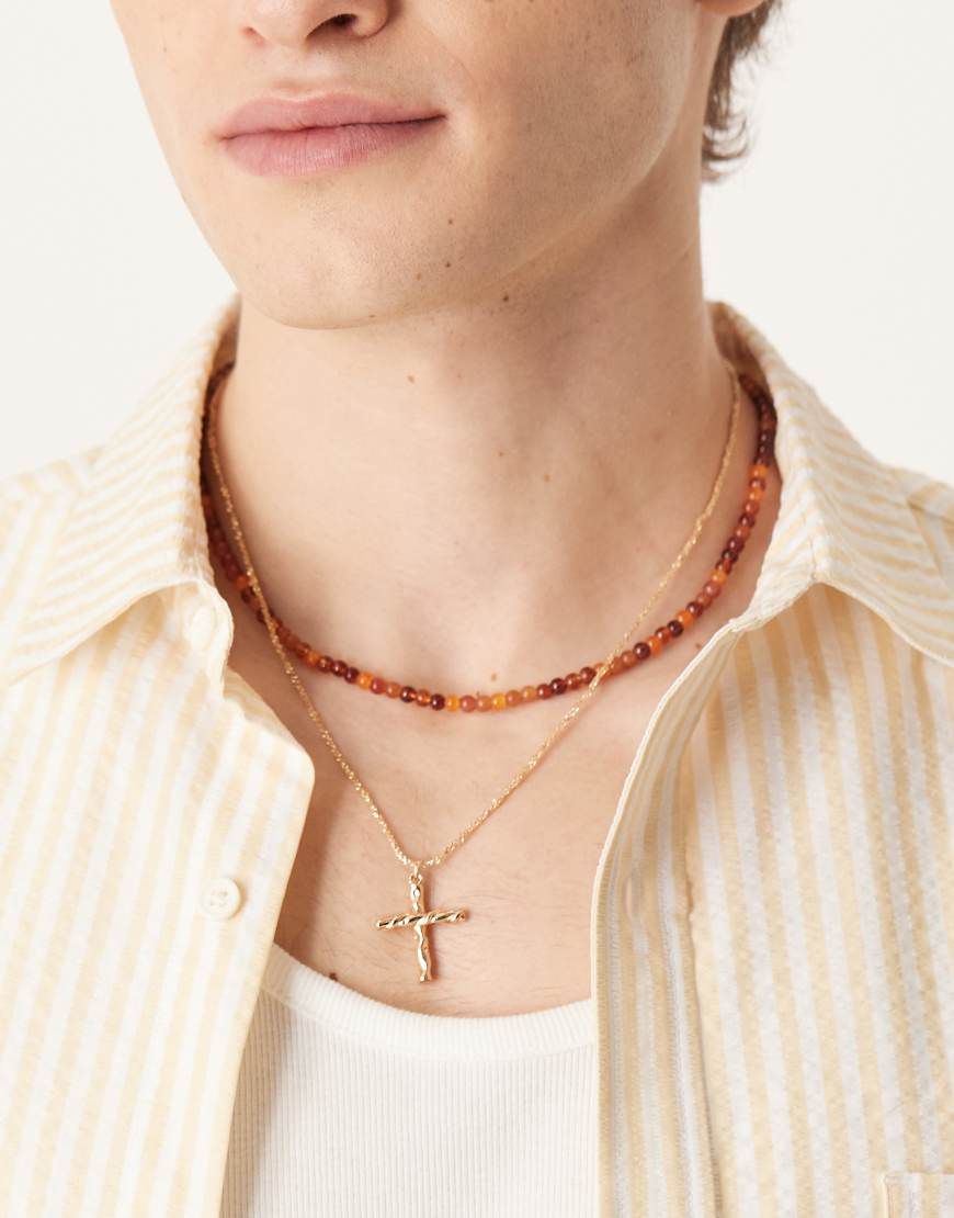 ASOS DESIGN - 2er-Pack goldfarbene Halsketten mit Perlendesign ASOS DESIGN - 2er-Pack goldfarbene Halsketten mit Perlendesign von ASOS DESIGN