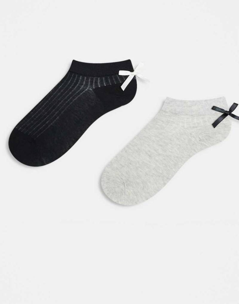 ASOS DESIGN - 2er-Pack kurze, knöchellange Socken in mehreren Farben mit Schleife hinten-Bunt von ASOS DESIGN