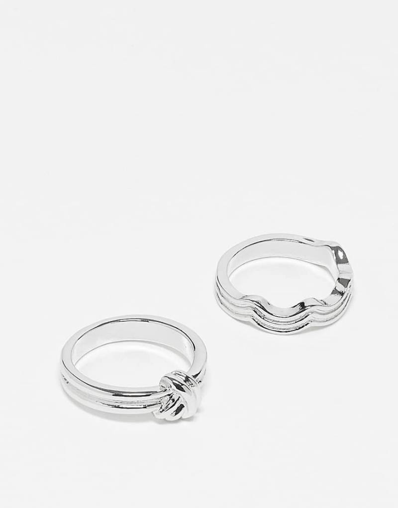ASOS DESIGN - 2er-Pack schlichte silberfarbene Ringe im Seildesign von ASOS DESIGN