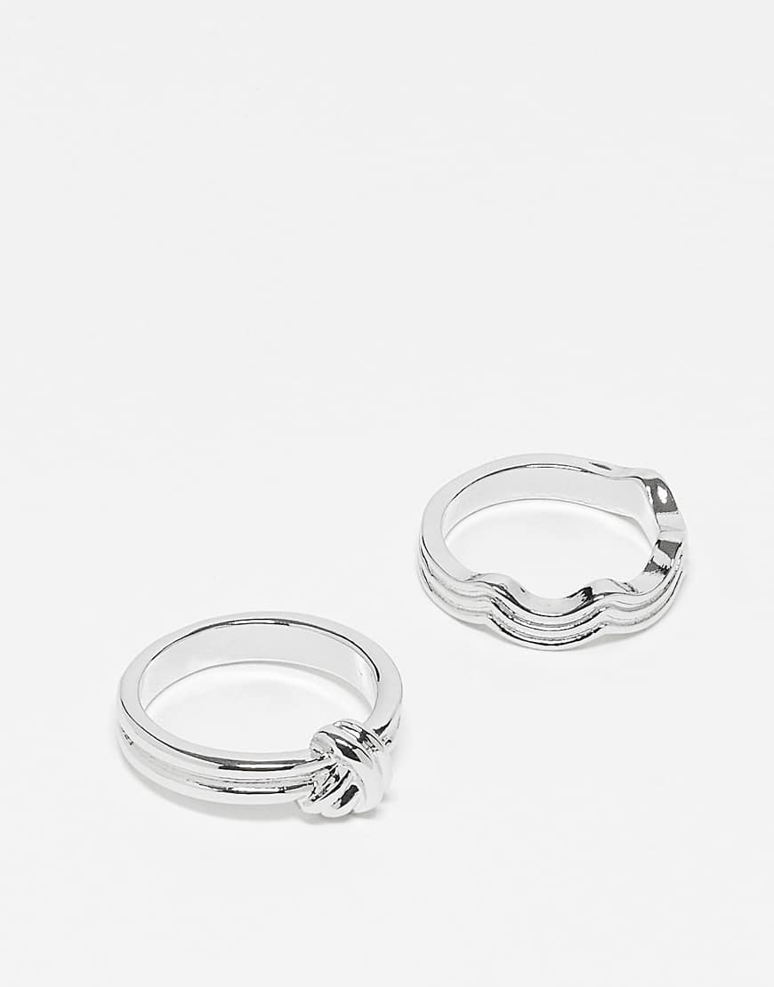 ASOS DESIGN - 2er-Pack schlichte silberfarbene Ringe im Seildesign ASOS DESIGN - 2er-Pack schlichte silberfarbene Ringe im Seildesign von ASOS DESIGN