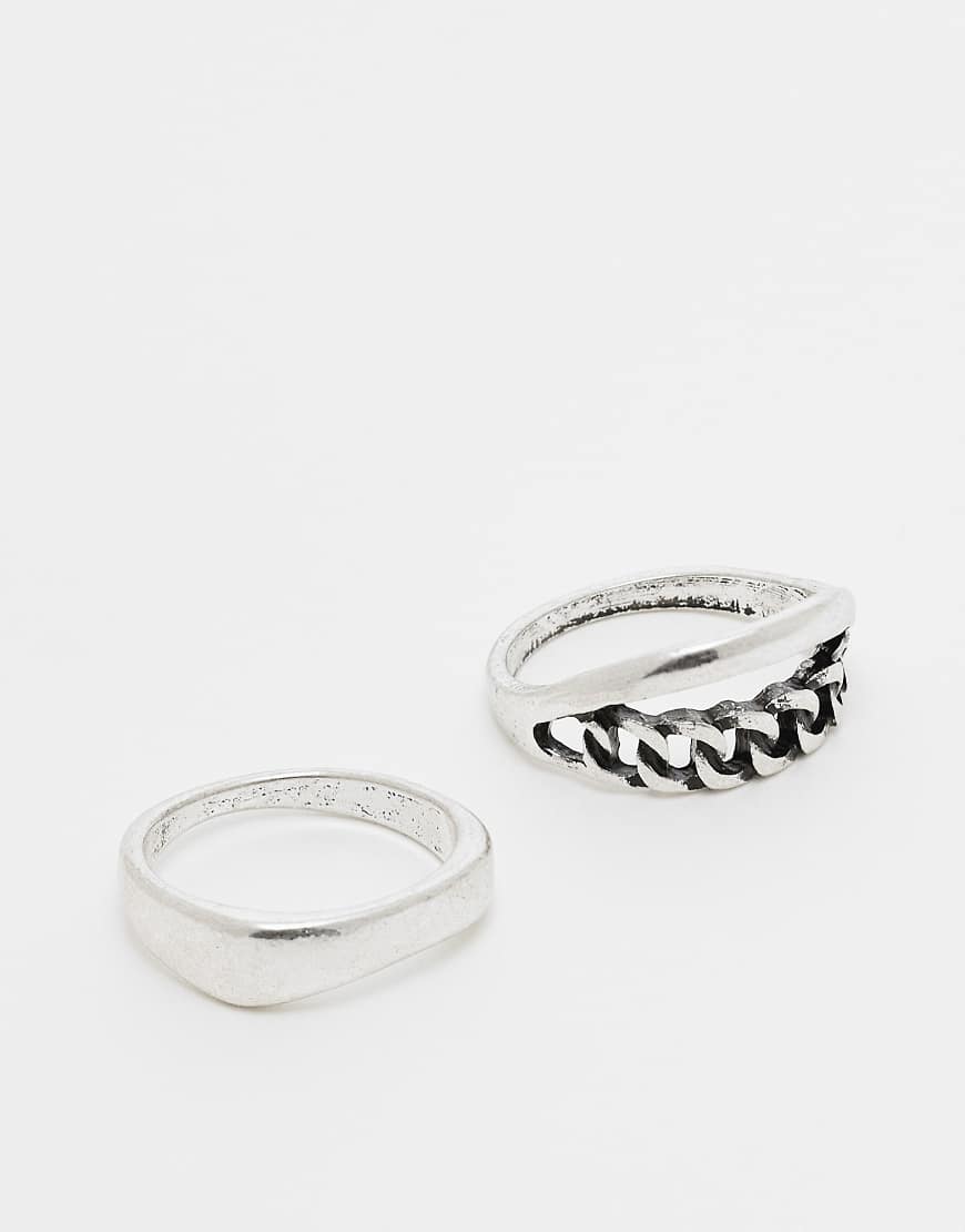 ASOS DESIGN - 2er-Pack schlichte silberfarbene Ringe ASOS DESIGN - 2er-Pack schlichte silberfarbene Ringe von ASOS DESIGN