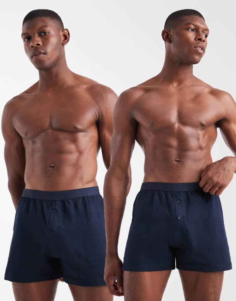 ASOS DESIGN - 2er-Set Boxershorts in Marineblau und Schwarz-Bunt von ASOS DESIGN