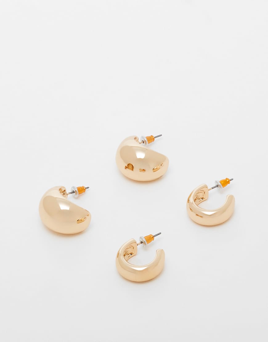 ASOS DESIGN - 2er-Set Kreolen in Gold-Optik mit minimalistischem Design-Goldfarben ASOS DESIGN - 2er-Set Kreolen in Gold-Optik mit minimalistischem Design-Goldfarben von ASOS DESIGN